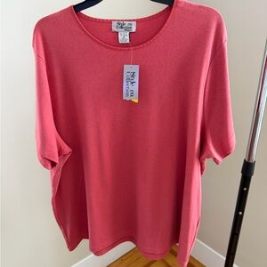 Style & Co. Coral-Pink Short Sleeve Crewneck Tee